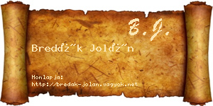 Bredák Jolán névjegykártya